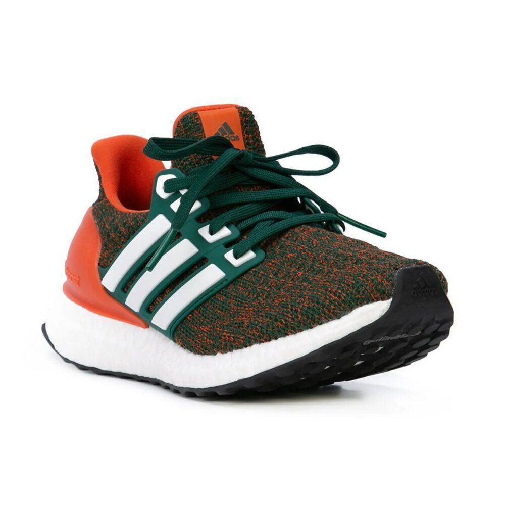 NEW Adidas Ultraboost 4.0 U of Miami Hurricanes Orange Green Running Shoes 8.5 - Picture 4 of 5